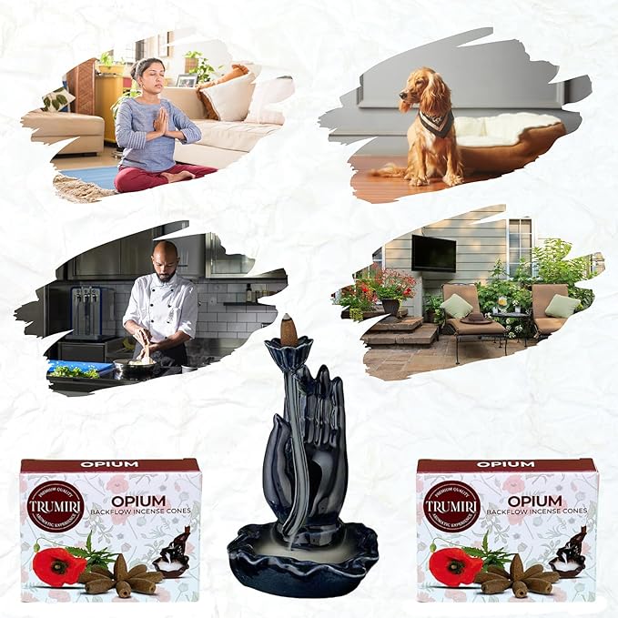 Opium Backflow Incense Cones - Total 20 Incense Cones Waterfall - Dual Pack of 10 Incense Backflow Cones - Waterfall Incense Cones - Incense Waterfall Cones TRUMIRI