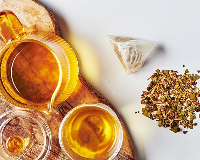 Grace Farms BREATHE Wellness Organic Tea Blend (100 Enveloped Pyramid Sachets w/ String & Tag) | Turmeric and Ginger with Adaptogenic Herbs | Immunity Support | Caffeine Free | Gives Back 100% of Profits - Bloomnest
