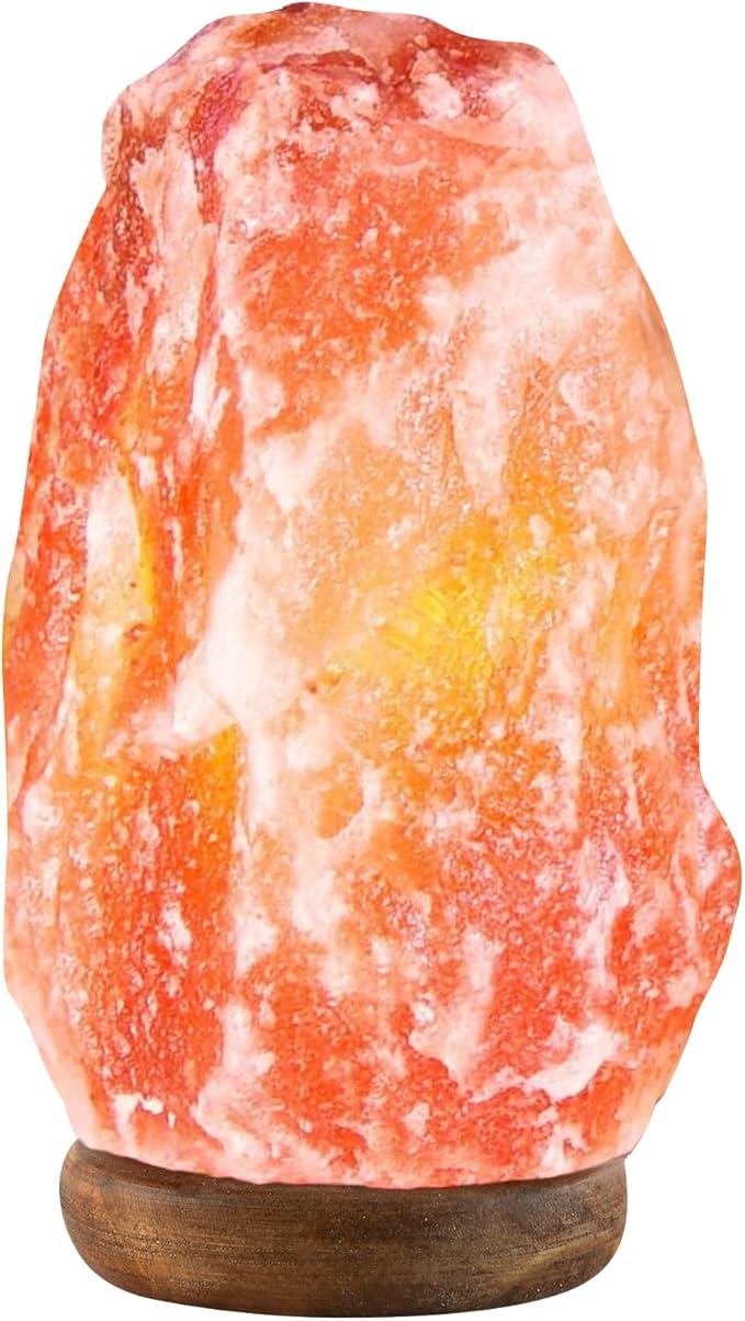 UMAID Himalayan Salt Lamp 8-10 inch (7-11 lb) with Dimmable Switch and Night Light Bulb on Handcrafted Wooden Base, Natural Pink Rock Salt Lamp - Bloomnest