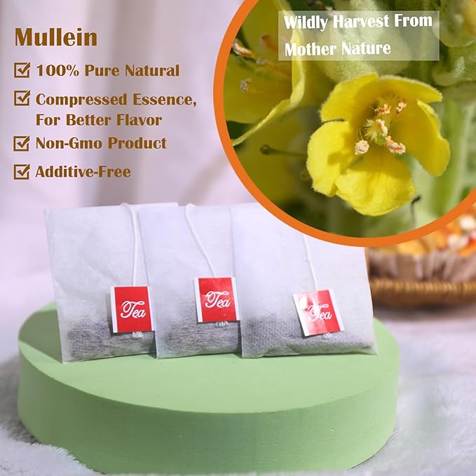TEARELAE - Mullein Tea Bags For Lungs - 2.65 oz/75g (3g X 25 Bags) - 100% Pure Natural Premium Mullein Leaf Tea - Non-GMO - Caffeine-free - Good For Respiratory System - Bloomnest