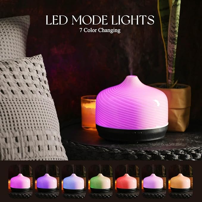 Porseme 500ml Glass Essential Oil Diffuser Aromatherapy Ultrasonic Cool Mist Humidifier 15-21 Running Hours Waterless Auto-Off Air Diffusers for Sleeping Yoga Office Working Spa and Rest (Pure Pink) - Bloomnest