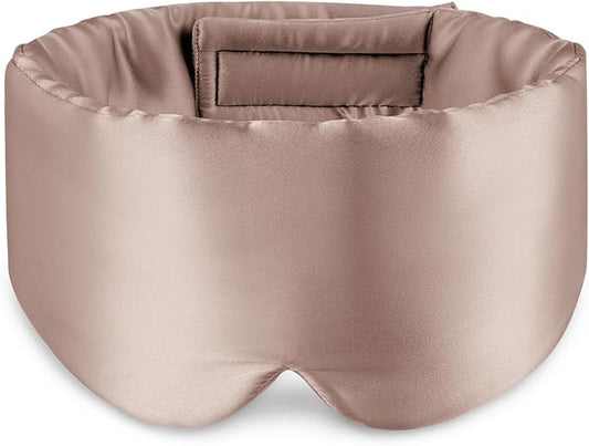 Zenssia 100% Mulberry Silk Sleep Mask Eye Mask for Man and Woman with Adjustable Headband, Full Size Large Sleep Mask & Blindfold for Total Blackout for All Night Sleep, Travel & Nap-Taupe - Bloomnest