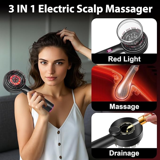 Laser Therapy Hair Growth Comb, Hair Oil Applicator,Electric Scalp Massager Hair Growth with IPX7 Waterproof MrBBox