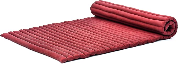 Leewadee - Kapok Roll Mat – Handcrafted Folding Sleep & Relaxation Mattress from Thailand, Ideal as Guest Bed, Camping Mat, Yoga Mat or Traditional Futon, 75 x 39 inches, Red - Bloomnest
