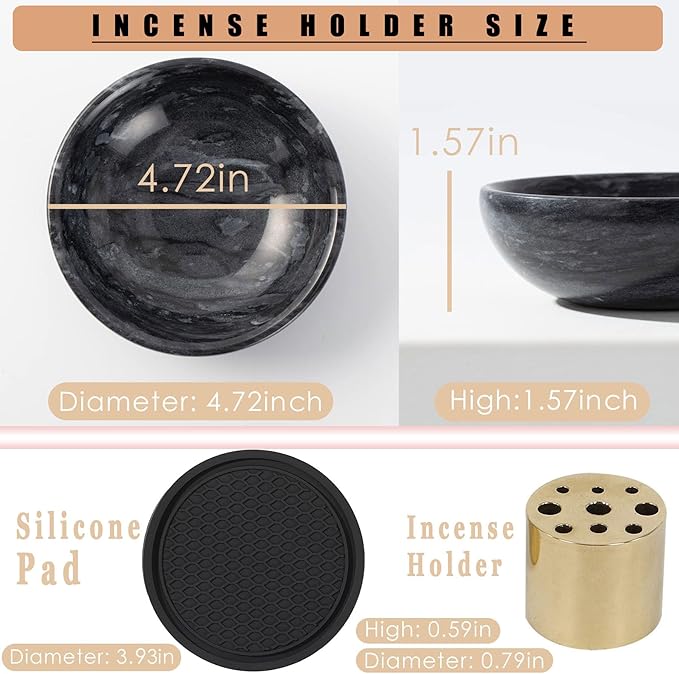 Incense Holder, Natural Marble Incense Holder for Sticks with 9 Holes, Handmade Incense Stick Burner Ideal for Smudging, Incense Burning, Decoration - Bloomnest