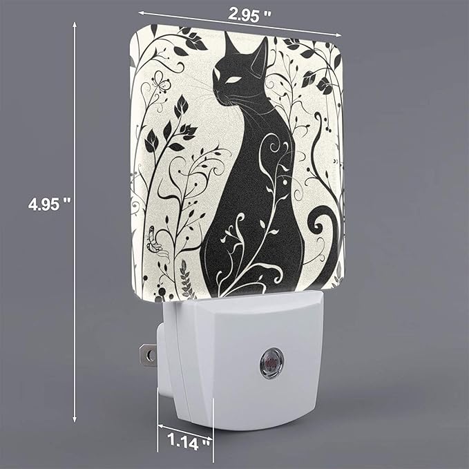 Led Night Light, Black Cat Decorative Plug in Nightlights,with Smart Auto Dusk to Dawn Night Light for Bedroom, Kitchen, Nursery, Bathroom - Bloomnest