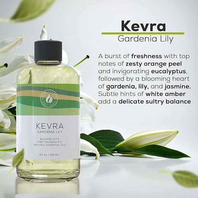 Aroma Country Kevra Diffuser Oil - Luxury Essential Oils for Diffuser Refill & Air Freshener Room Spray - Long-Lasting & Natural Home Fragrance, Garden Lily Scented Oil for Diffusers (8.5 Fl. oz) AromaCountry