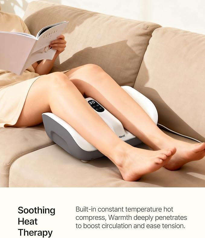 TheNeat Foot Massager Machine with Heat, Vibration, Shiatsu Foot Calf Massager, Kneading Massage, Suitable for Home & Office, 2 Speed Options, NeatVibe - Bloomnest