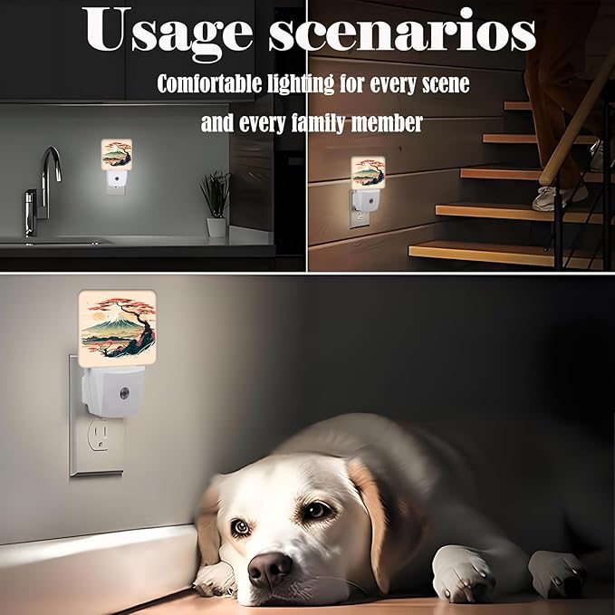 Mount Fuji Night Light,Plug-in Night Lights with Dusk to Dawn Sensor for Stairway,Hallway,Bedroom Sleep Friendly Ideal for Women/Girls/Boys Gift,0.5w - Bloomnest