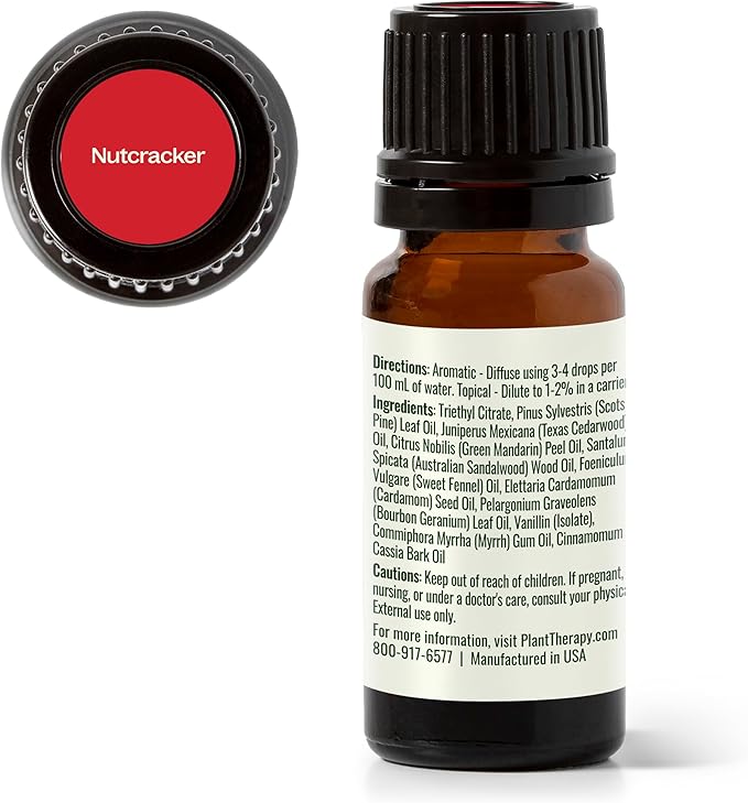 Plant Therapy Nutcracker Holiday Essential Oil Blend 10 mL (1/3 oz) Warm, Woody, and Festive Aroma, Relaxing & Uplifting, Perfect for Cozy Holiday Moments - Bloomnest