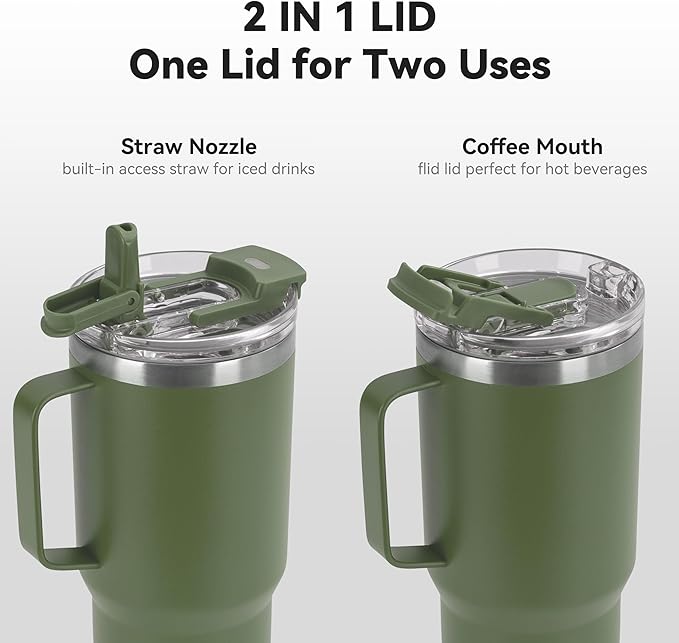 HASLE OUTFITTERS 30oz Tumbler With Handle, Insulated Travel Coffee Mug With Straw Leak-Proof Double Wall Stainless Steel Vacuum Tumblers Metal Cup with Straw for Hot and Cold Drink - Bloomnest