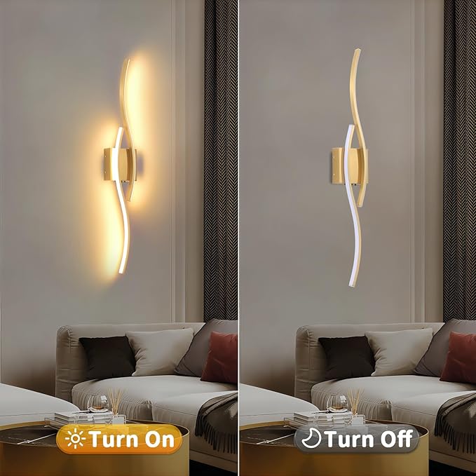 Battery Powered Wall Sconces Set of 2, Gold 31.4" LED Dimmable Wall Sconce with Remote Control/Timer/Memory, USB Rechargeable Wall Lights for Living Room, Bedroom, Hallway Wireless scones Lighting - Bloomnest