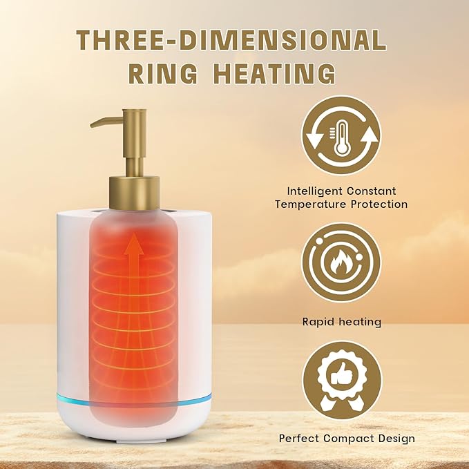 CHARMKEY Massage Oil Warmer White, 2 Oil Bottle Dispensers & 2 Silicone Funnels, Digital Heater for SPA, Oil Lotion Cream for Salon, Barber Shops, Home - Bloomnest