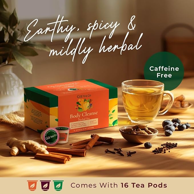 Gya Tea Co Body Cleanse Herbal Tea K Pods (16 ct) - Decaf Tea Pods Colon Cleanse Tea for Bloating & Constipation Relief - Gut Cleanse Oil Cleansing Tea Digestion Tea Gifts for All Day Wellness - Bloomnest