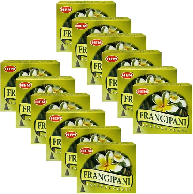 TRUMIRI Incense Cone Holder Bundle with Hem Firangipani Incense Cones - Pack of 12 (Approx 120 Cones)