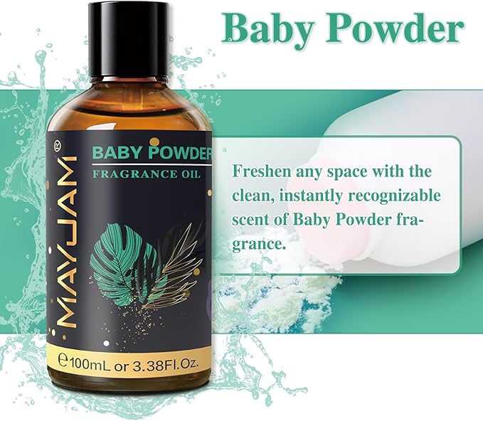 MAYJAM 100ML/3.38FL.OZ Baby Powder Fragrance Oils with Glass Dropper, Essential Oils for Diffusers for Home, Long Lasting Scented Oils for Diffusers Soap Candle Making - Bloomnest