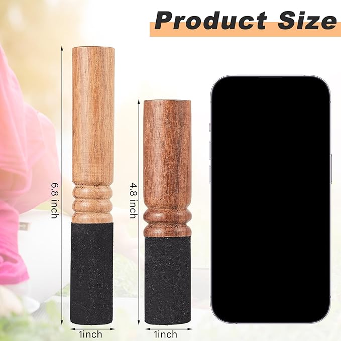 Nuanchu 2 Pieces Tibetan Singing Bowl Mallet Suede Wooden Striker Leather Wrapped Meditation Mallet Sound Bowl Stick Buddha Musical Instruments for Buddhist Meditation Yoga Chime (Black and Brown) - Bloomnest