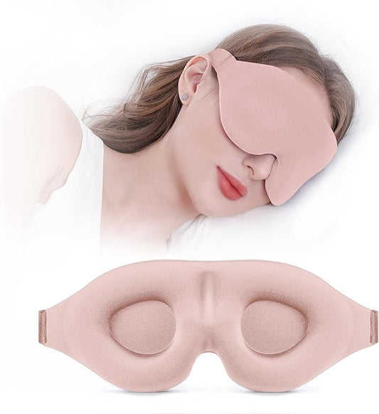 YIVIEW Sleep Mask for Side Sleeper, Complete Light Blocking 3D Pink Sleeping Eye Mask, Soft Breathable Eye Cover for Women Men, Relaxing Zero Pressure Night Blindfold - Bloomnest