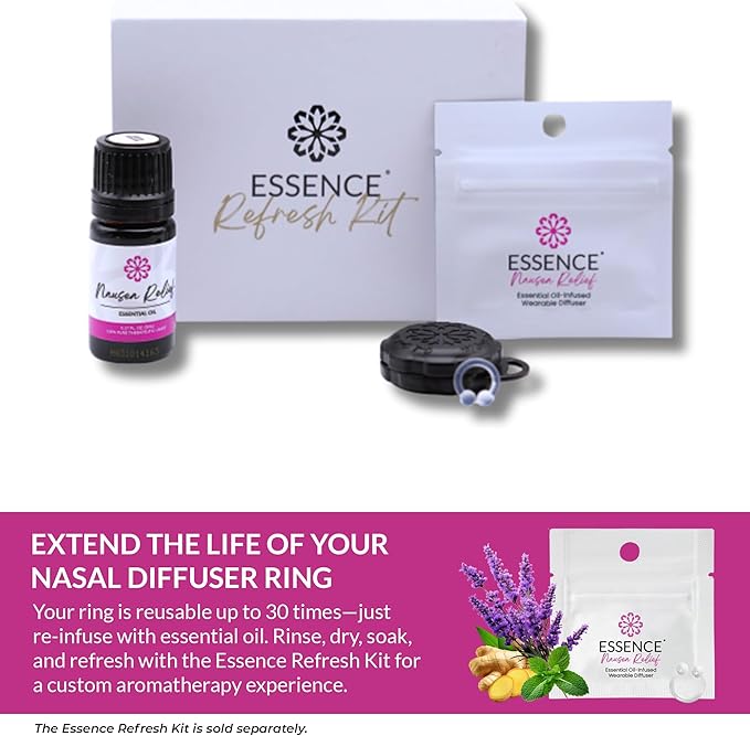 Essence Essential Oil Nasal Diffuser Nausea Relief | 3 Pack | Wearable Aromatherapy for Travel, Work, & Motion Sickness Support - Bloomnest