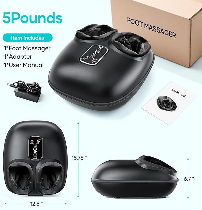New Shiatsu Foot Massager with Heat, Vibration,Rolling Compression Feet Massager Machine, 3-Level Adjustable, Full Wrap & Knead, Easy to Use for Daily Relaxation, Pain Relief, Portable for Family - Bloomnest