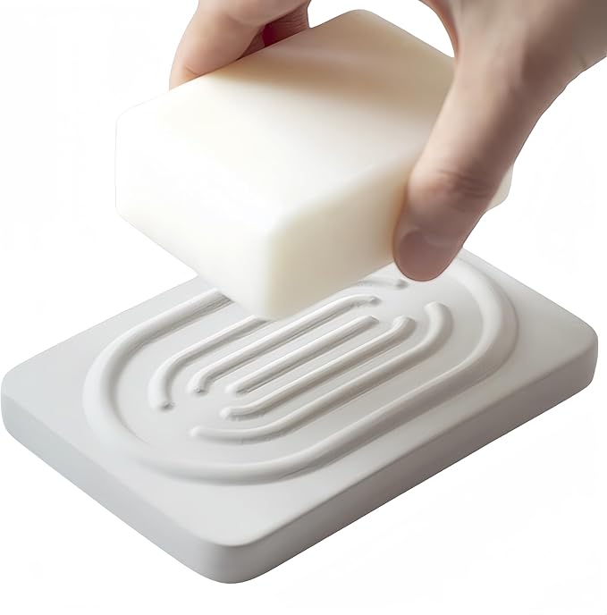 Soap Tray Water Absorbing Diatomite Dish Shampoo Bar Soap Holder Quick Dry Stone Soap Bar Holders Fast Drying Soap Saver Diatomaceous Earth Dishes for Shower Bathroom Bathtub Sink Organizer (Grey) - Bloomnest