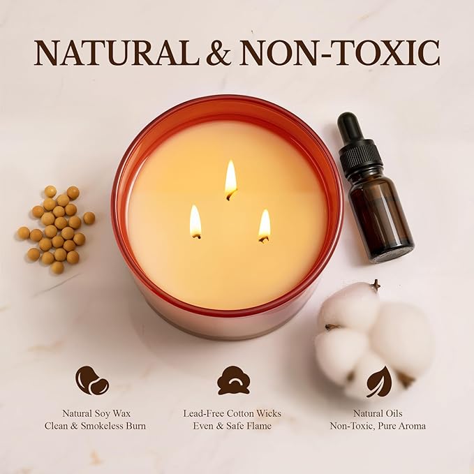 Pumpkin Spice Fall Candle, Large 3 Wick 12oz Luxury Candle, Elegant Autumn Gift for Women & Men, 60+ Hour Burn Time & Non-Toxic, Cozy Fall & Halloween Home Decor - Bloomnest