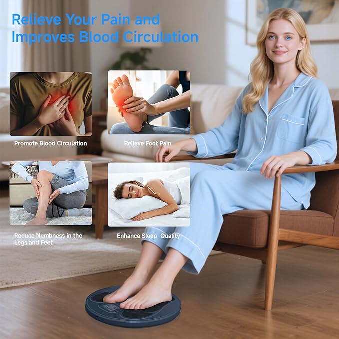 FDA Cleared - Electronic Muscle Stimulator for Neuropathy Foot Leg Massage, EMS Foot Massager for Pain Relief & Muscle Relaxation, PMS/TENS Feet Stimulator for Circulation, for Dad Mum Elder Gifts - Bloomnest