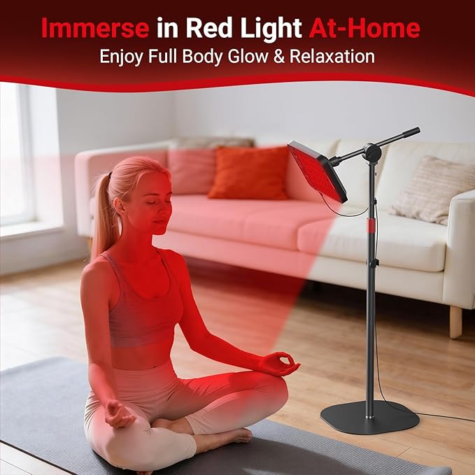 Comfytemp 55W Red Light Therapy for Face & Body, 143mW/cm² at 6 in Powerful Near Infrared Light Therapy Lamp, 660nm & 850nm LED Light Panel with Adjustable Stand Home Use, Gifts for Women Men Mom Dad Comfytemp