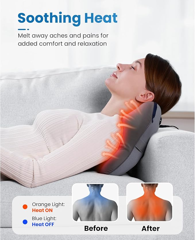 BOB AND BRAD Back Massager with Heat and Remote, EZBack Plus Corded Neck Massager for Pain Relief Deep Tissue, Shiatsu Massage Pillow with 3 Level for Full Body, FSA Eligible Ideal Gifts for Women - Bloomnest