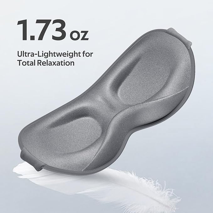 Sleep Mask for Men Women - 100% Blackout Eye Masks for Sleep - 3D Soft Sleeping Mask for Side Sleepers - Zero Pressure Lash Extensions Eye Cover Shade for Airplane Travel Essentials, Grey - Bloomnest
