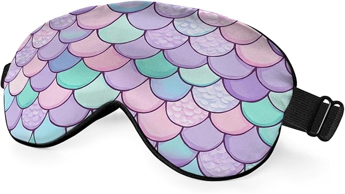 Mermaid Scales Eye Mask Sleeping Mask Pink Purple Blue Green Scales Marine Life Sleep Masks Silky Soft Eye Cover for Women Men Shading Blindfold for Air Travel Sleeping - Bloomnest