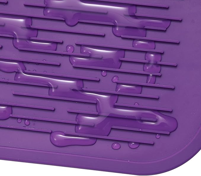 Silicone Dish Drying Mat for Multiple Usage,Easy clean,Eco-friendly,Heat-resistant Silicone Mat for Kitchen Counter or Sink,Refrigerator or Drawer Liner Purple 5XL 36inches x 18inches - Bloomnest