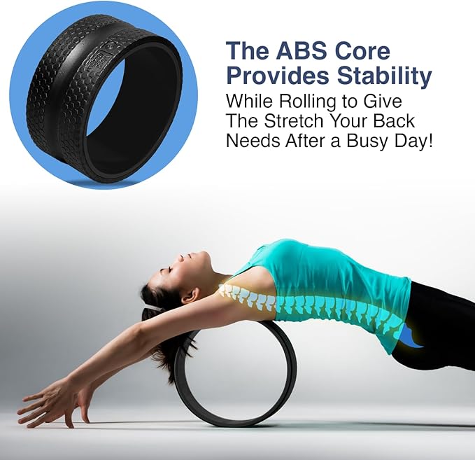 Back Roller Wheel- Foam Padded Back Stretcher Wheel with Center Spine Cradle- Stretching Wheel for Back Pain Set of Four - Bloomnest