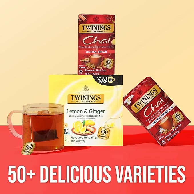 Twinings Ultra Spice Chai Black Tea Individually Wrapped Bags, 20 Count (Pack of 1), Sweet, Savoury Spices, Caffeinated, Enjoy Hot or Iced, 20 Teabags - Bloomnest