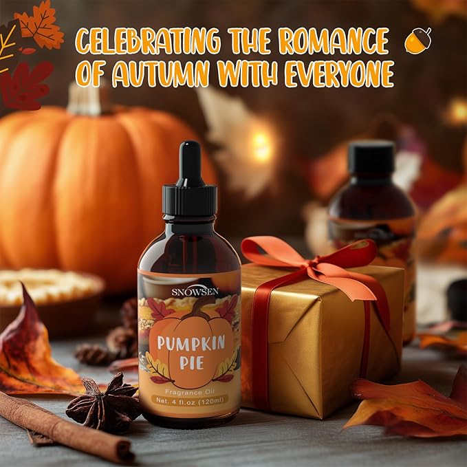 Pumpkin Pie Fragrance Oil 120ml, Autumn Essential Oil for Diffuser, Car Freshies, Long Lasting Fall Scent for Candle & Soap Making, Premium Grade with Dropper, 4 FL.OZ - Bloomnest