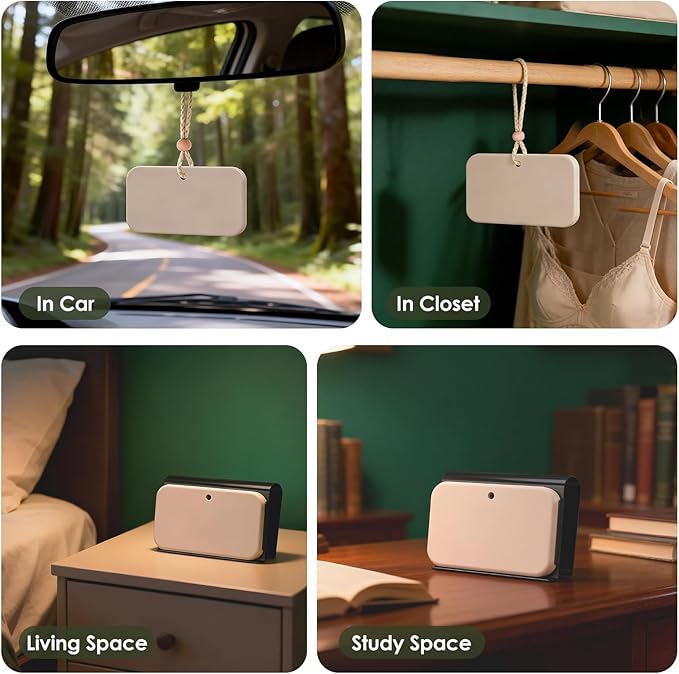 Car Air Freshener, 2-in-1 Stone Car Freshener with Visor Clip & Hanging Scent Diffuser, Natural Scent Stone Diffuser, Long-Lasting Odor Eliminator for Car or Home, Smooth Grove - Bloomnest