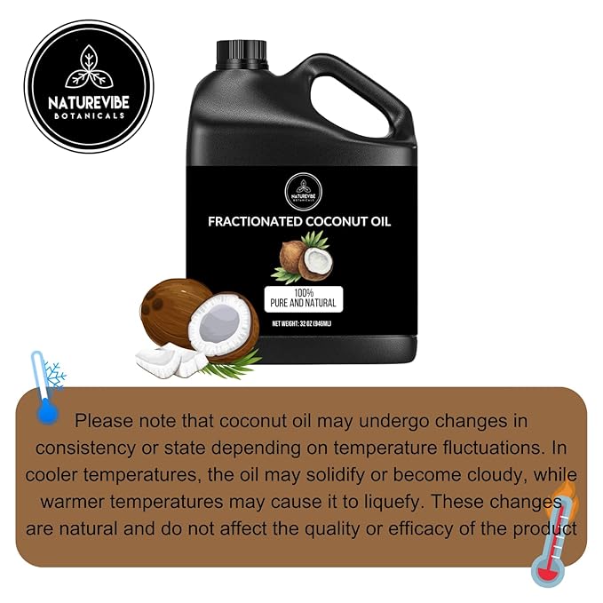 Naturevibe Botanicals Fractionated Coconut Oil 32 Ounces | 100% Pure and Natural | Great for Skin Care and Hair Care - Bloomnest