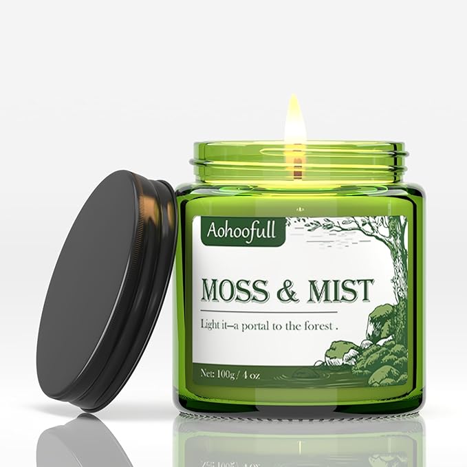 Soy Candles for Home Scented,Fall Candle 4oz 20 Hours Burn Moss & Mist Aromatherapy Candle Gift for Stress Relief, Meditation, Yoga, Relaxing SPA, Reusable Jar for Women Men - Bloomnest