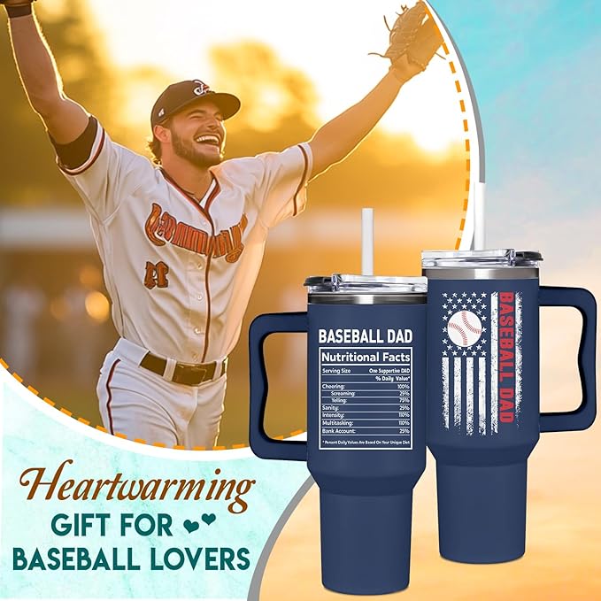 Baseball Gifts, Baseball Dad 40oz Tumbler, Baseball Dad Gifts For Sports Enthusiast Dads, Custom Travel Mug, Perfect Baseball Gifts For Dad, Birthday, And Christmas Presents For Baseball Lovers - Bloomnest