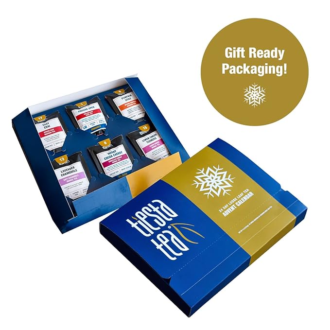 Tiesta Tea Advent Calendar 2025, Loose Leaf Herbal Tea Variety Pack, 24 Exquisite Loose Leaf Blends for Brew Lovers, Box of Herbal and Fruit Infusions, Hot or Iced, Holiday Gift Set Package - Bloomnest