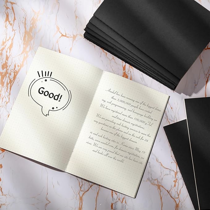 Mimorou 100 Pcs Journals Notebooks Bulk - Kraft Softcover A5 Small Notebooks 5.5 Inch x 8.3 Inch Notepads with 60 Page 30 Sheet for Writing Sketch Travel Office Supplies(Black,Dot) - Bloomnest