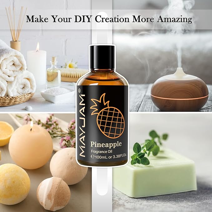 MAYJAM 100ML/3.38FL.OZ Pineapple Fragrance Oils with Glass Dropper, Essential Oils for Diffusers for Home, Long Lasting Scented Oils for Diffusers Soap Candle Making - Bloomnest