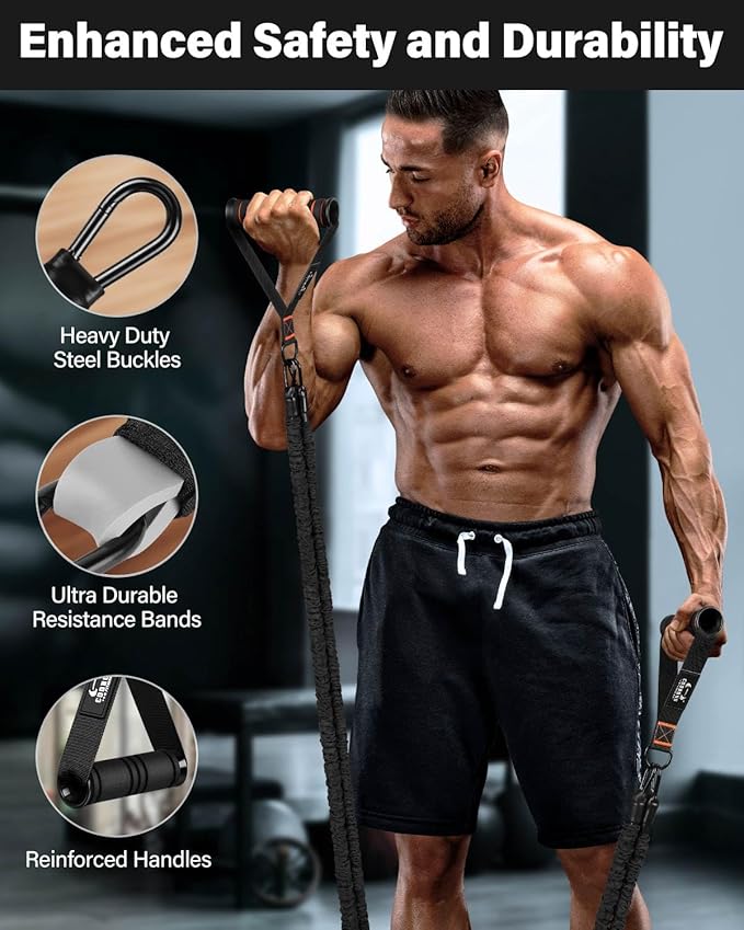 Resistance Bands, Exercise Bands, Resistance Bands for Working Out, Pull Up Assistance Bands, Work Out Bands with Handles for Men and Women Fitness, Strength Training Equipment - Bloomnest