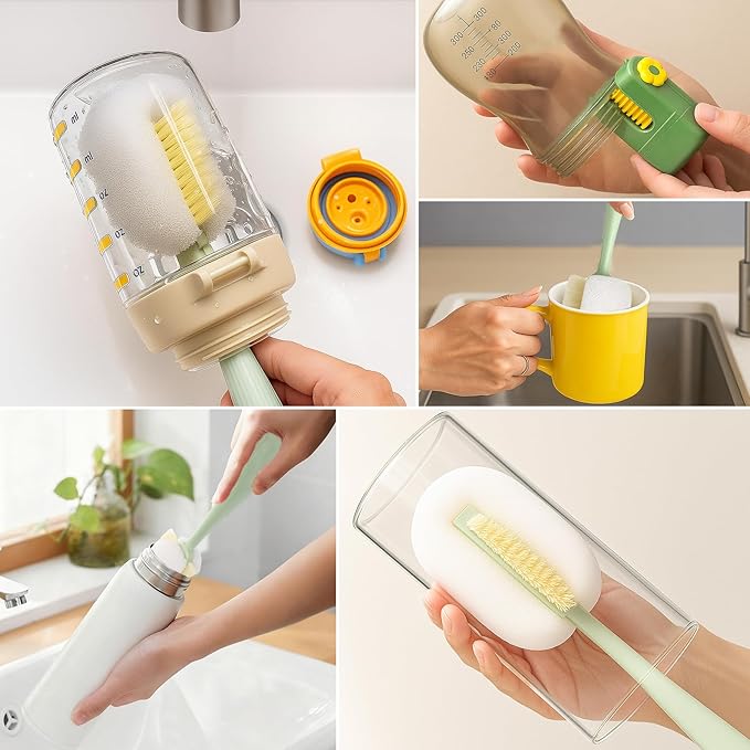 Palksky 5 in 1 Water Bottle Cleaning Brush Set, Multifunctiona Brush and Straw Cleaner for Owala/Stanley/Hydro/Yeti/Simple Modern Cup Accessories Palksky