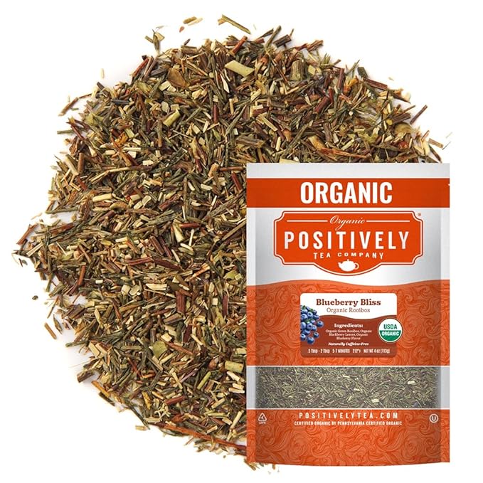 Organic Positively Tea Company, Blueberry Bliss Rooibos Tea, Loose Leaf, 4 Ounce - Bloomnest
