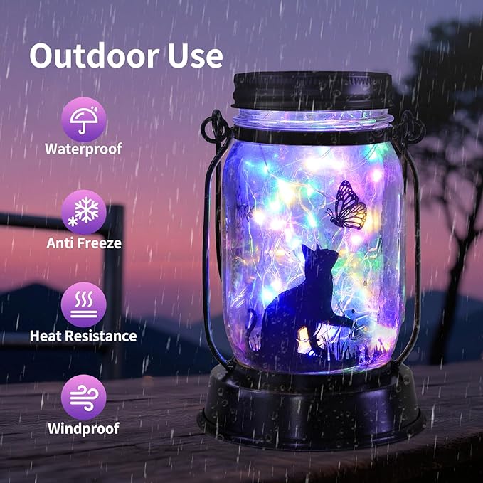 Cat Gifts for Women/Men Cat Solar Lanterns Kitty Mom Birthday Kitty Lovers Lantern Pet Loss Pet Memorial Lights Solar Garden Decoration for Yard, Patio,Backyard,Porch Torches - Bloomnest