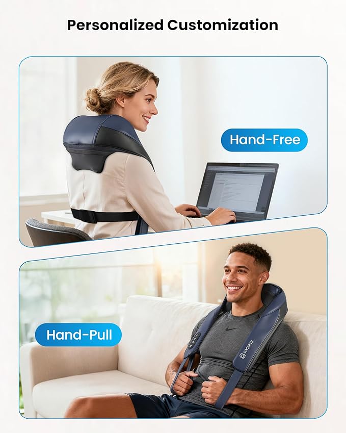 COMFIER Shiatsu Neck Massager with Heat, Cordless Neck and Shoulder Massager for Pain Relief Deep Tissue, Graphene Heating, 4D Kneading Back Massage Pillow, Rechargeable Massager - Bloomnest