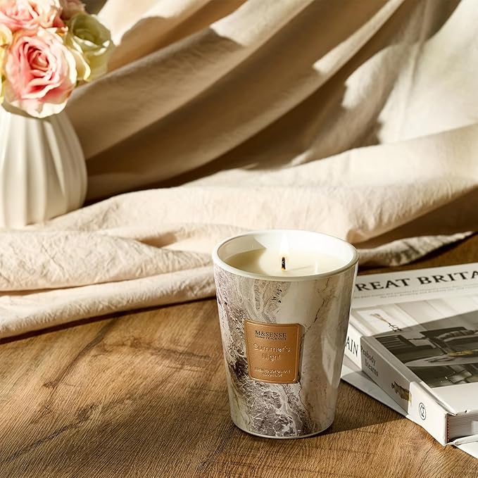 M&SENSE Summer Night Scented Candles for Home, Lead-Free Wick Highly Scented Jar Candles, 14.1 Oz 80 Hours Lasting Burning Candles Gifts for Women, Relaxing Aromatherapy Candle for Stress Relief - Bloomnest