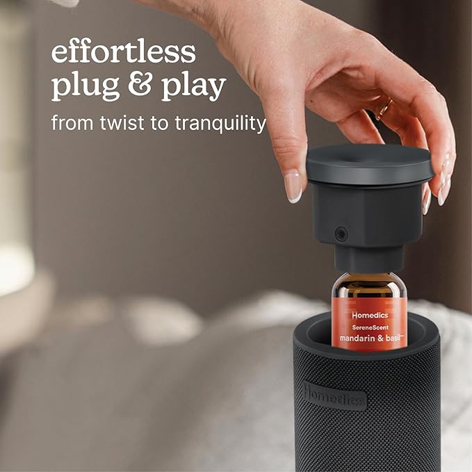 Homedics SereneScent Waterless Diffuser Oil Refill — Gilded Amber & Tonka (15ml). Compatible with Compact SereneScent Diffusers. Warm & Luxurious Home Fragrance. Plug & Play. Homedics