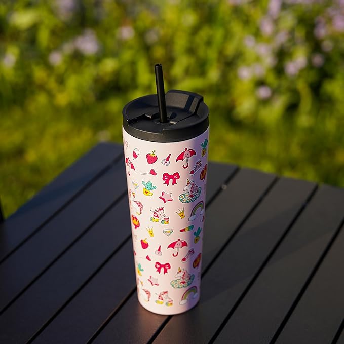 BJPKPK 26oz Tumbler With lid And Straw Stainless Steel Travel Coffee Mug Insulated Tumblers Cups,Hawaii Fruits Purple - Bloomnest